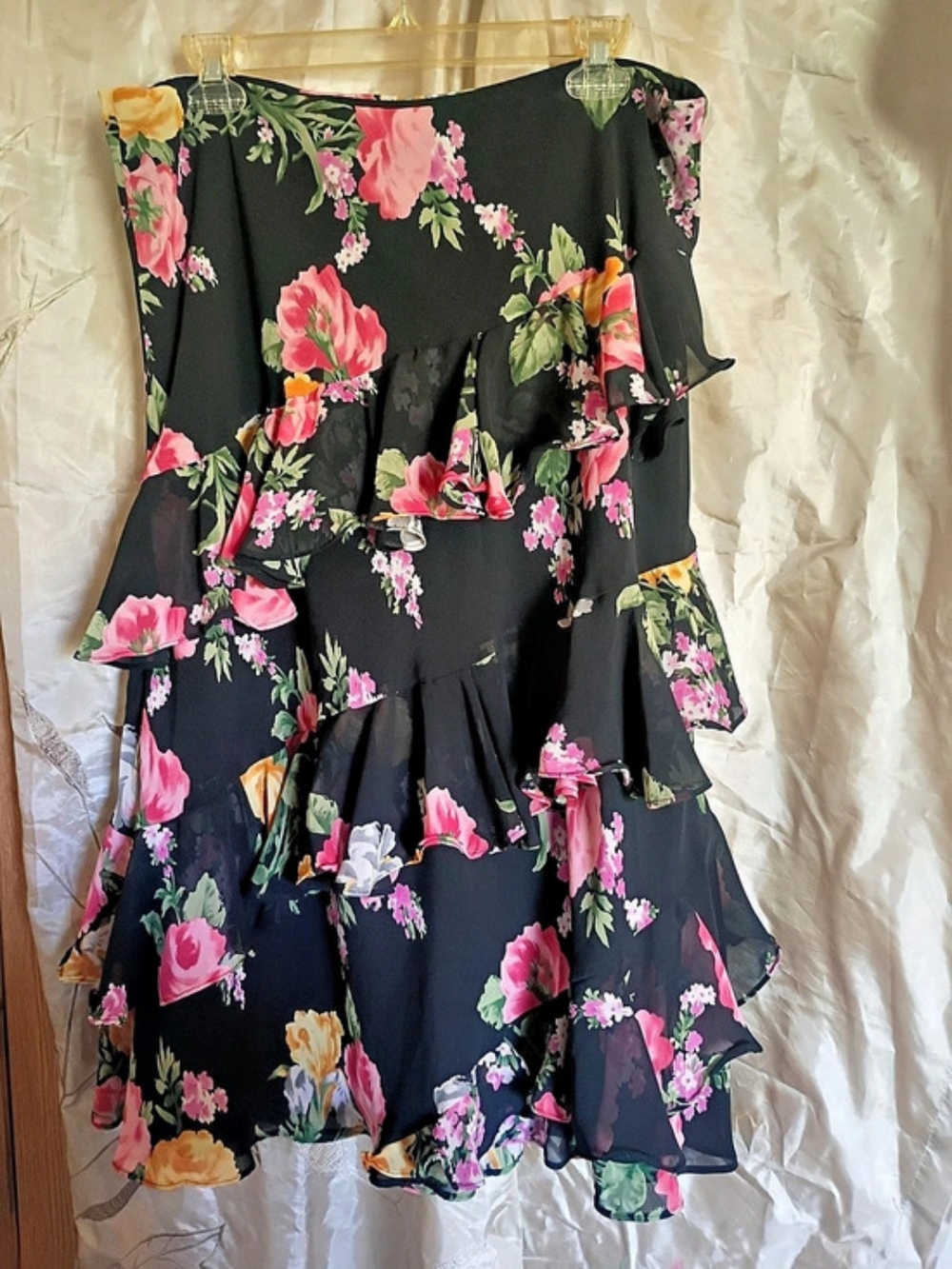 Chaps Floral Ruffle Skirt